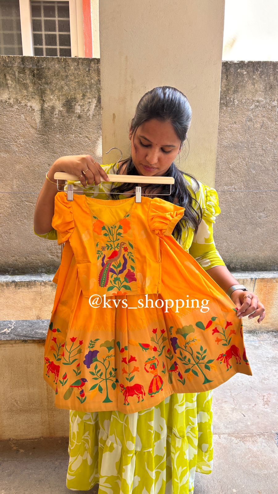Kids cute paithani delicate zari with puff sleeves