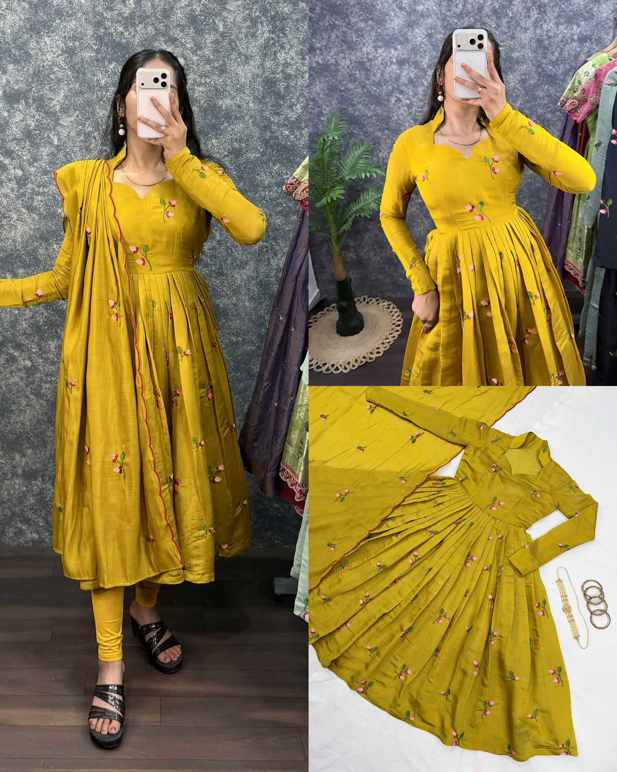 Kalayani Anarkali Mul Chanderi gowns