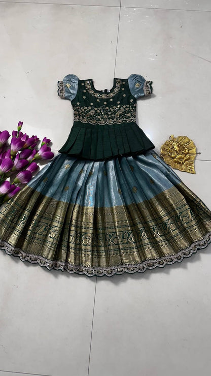 Kids cute  zari weaving work sets