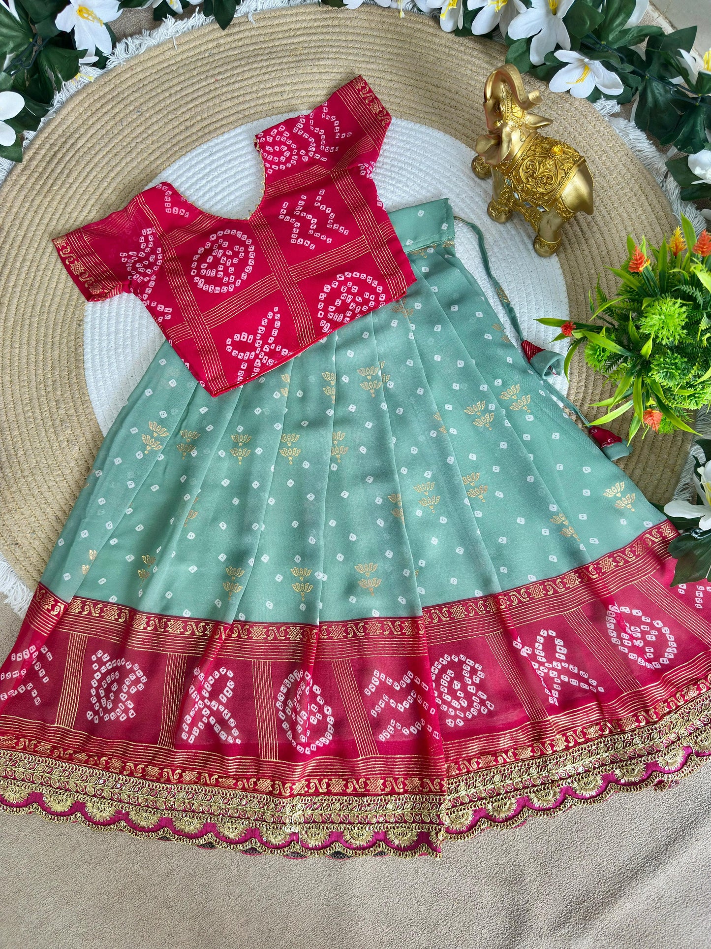 Ugadi special kids gown with coat /lehenga choli