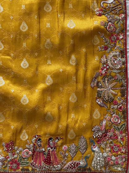 Luxe Dola Silk coding  work Multi
Saree with stitched blouse