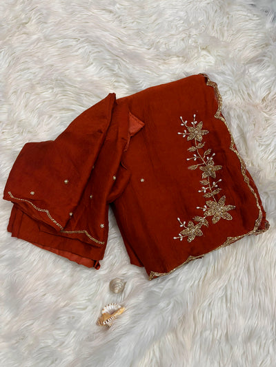 Soft Trend rangoli crush saree with  stitched blouse