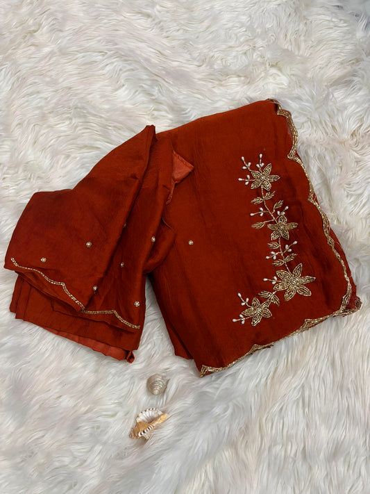 Soft Trend rangoli crush saree with  stitched blouse