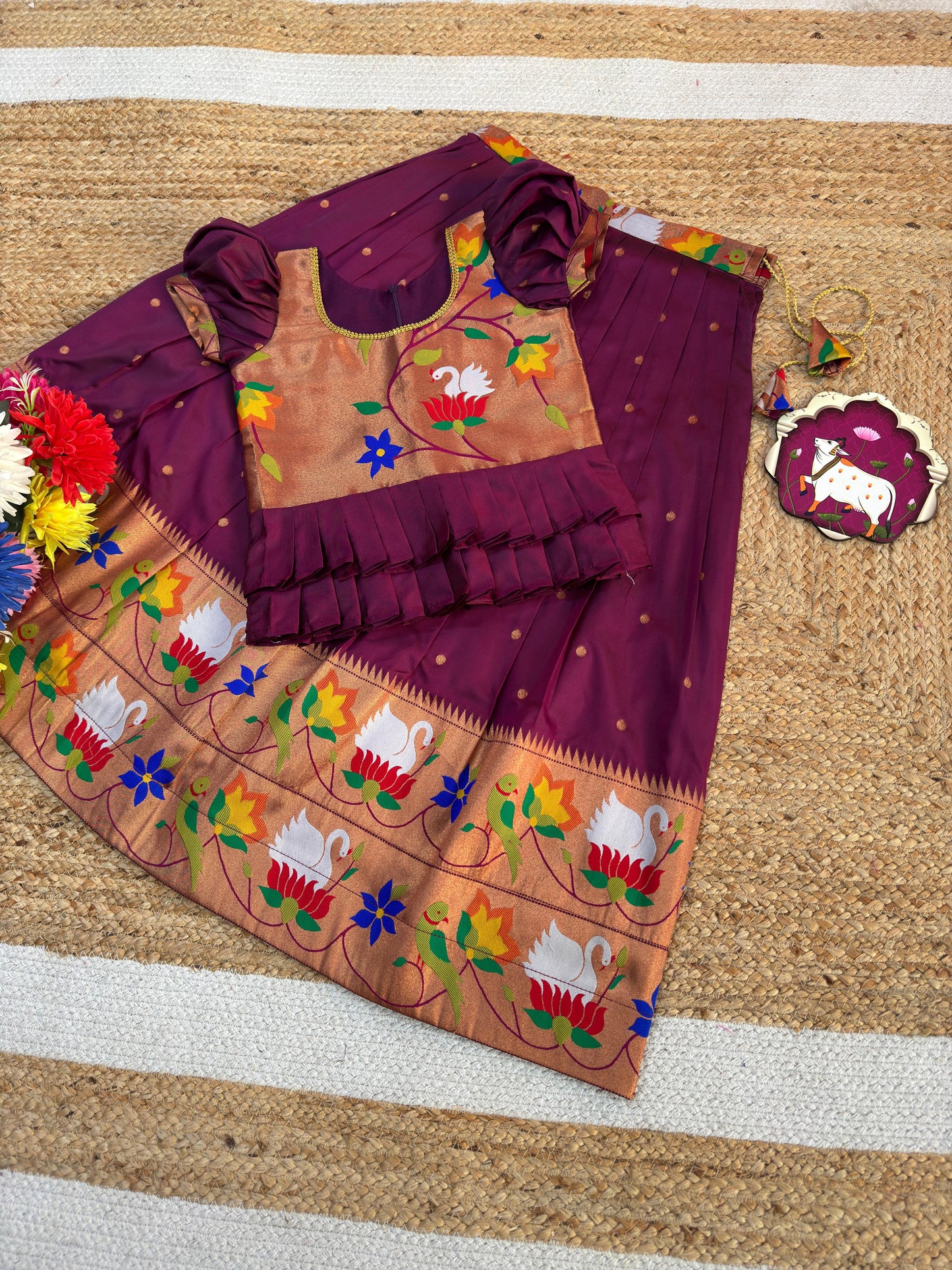 Kids cute paithani temple wear sets