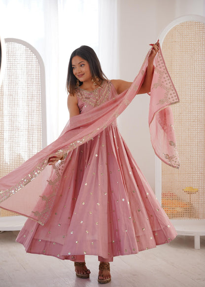 Party wear Anarkali gown with embroidered work