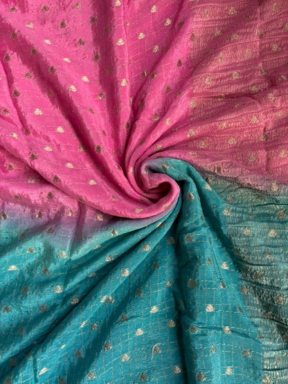 2d shade vintage Chinnon saree with Bandhani  style