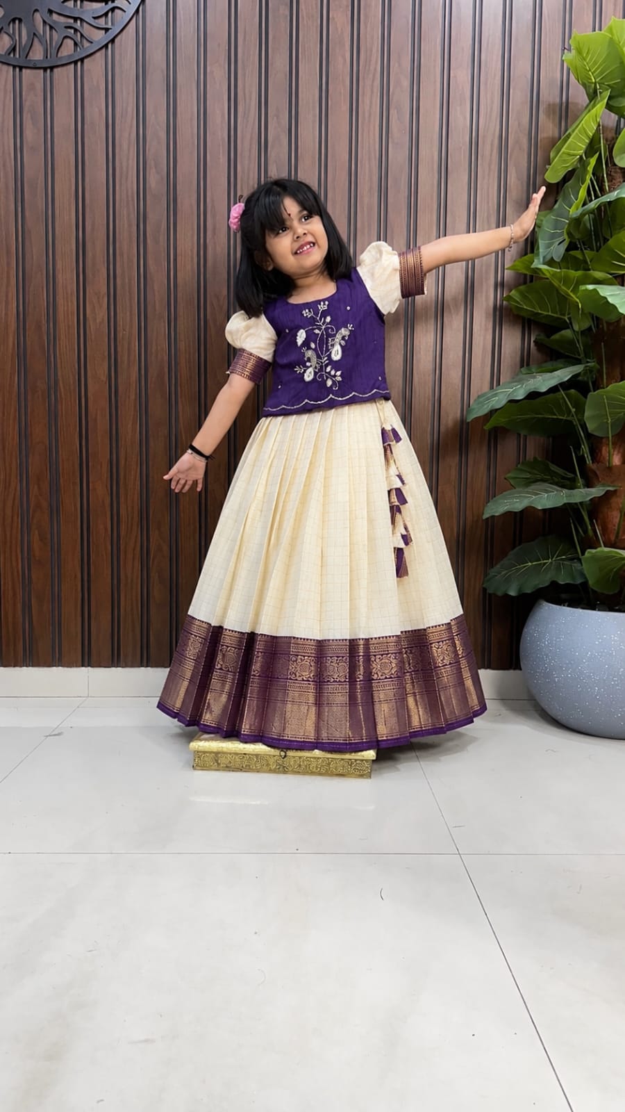 Kids cute Sravanamasam special semi Pavada sets
