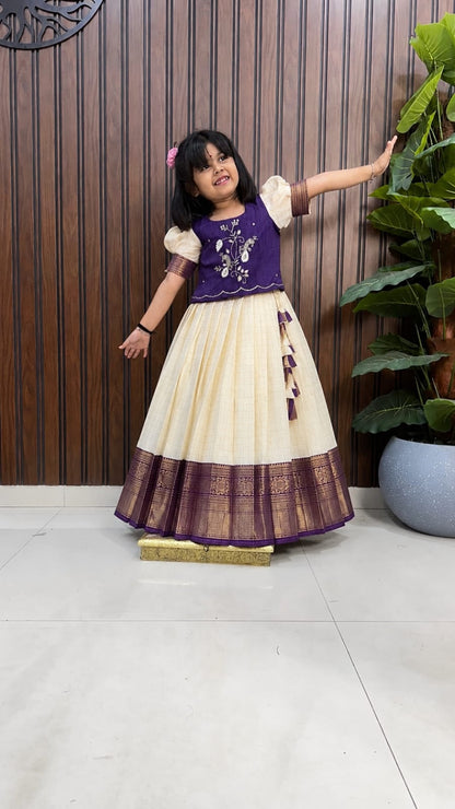 Kids cute Sravanamasam special semi Pavada sets