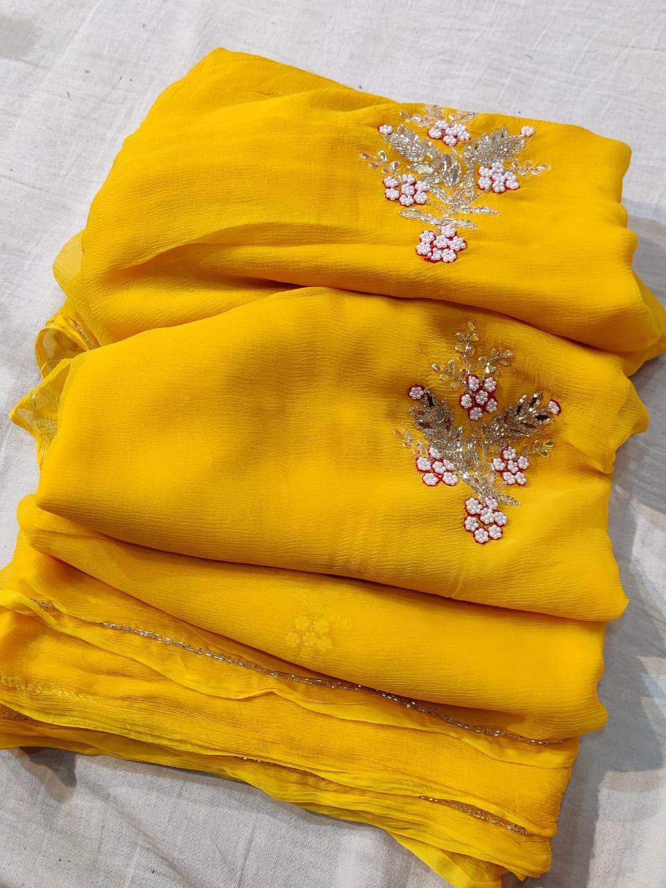 ELEGANT HANDWORK TRENDY CHIFFON SAREES