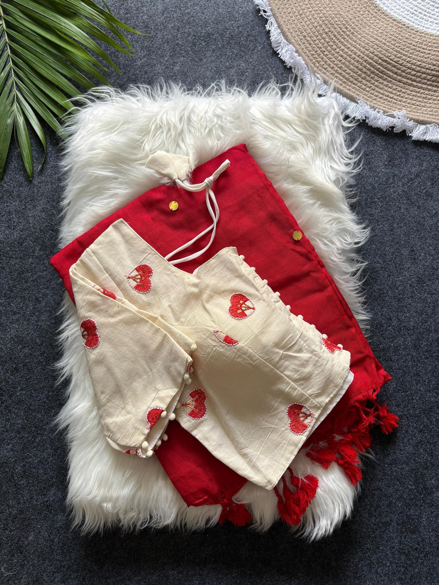 Khadi Cotton  saree with fully stitched Embroidery Blouse