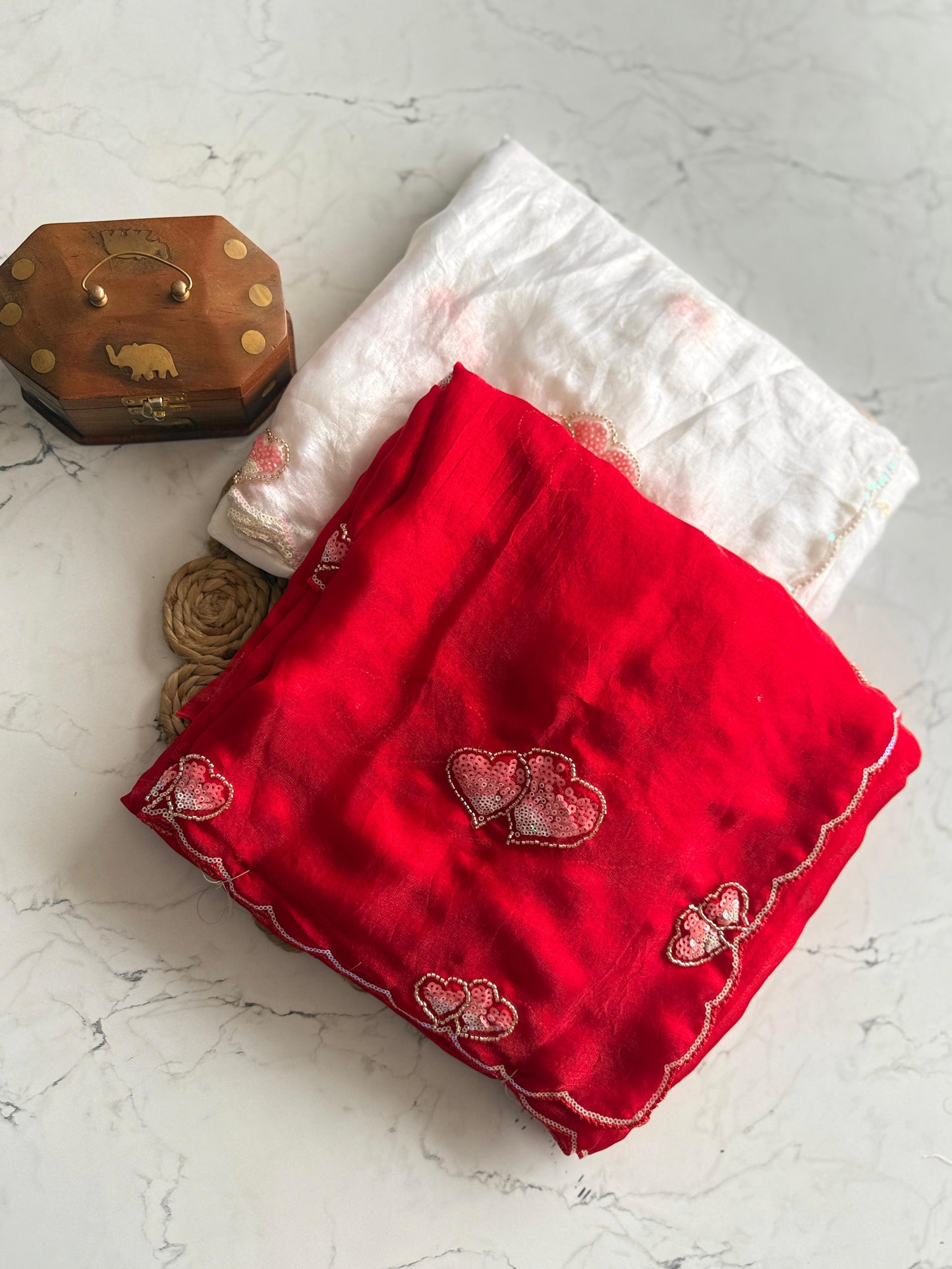 Trending space silk heart bits fendi silk saree