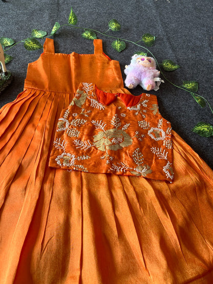 Kids tissue frock with coat model 2 in one