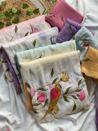 Handmade brush two shade trendy  Look sarees