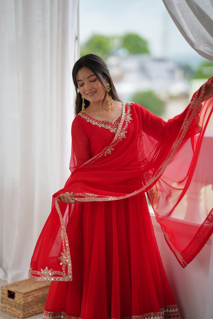 Georgette Anarkali beautiful Mirror Embroidery sequence gowns