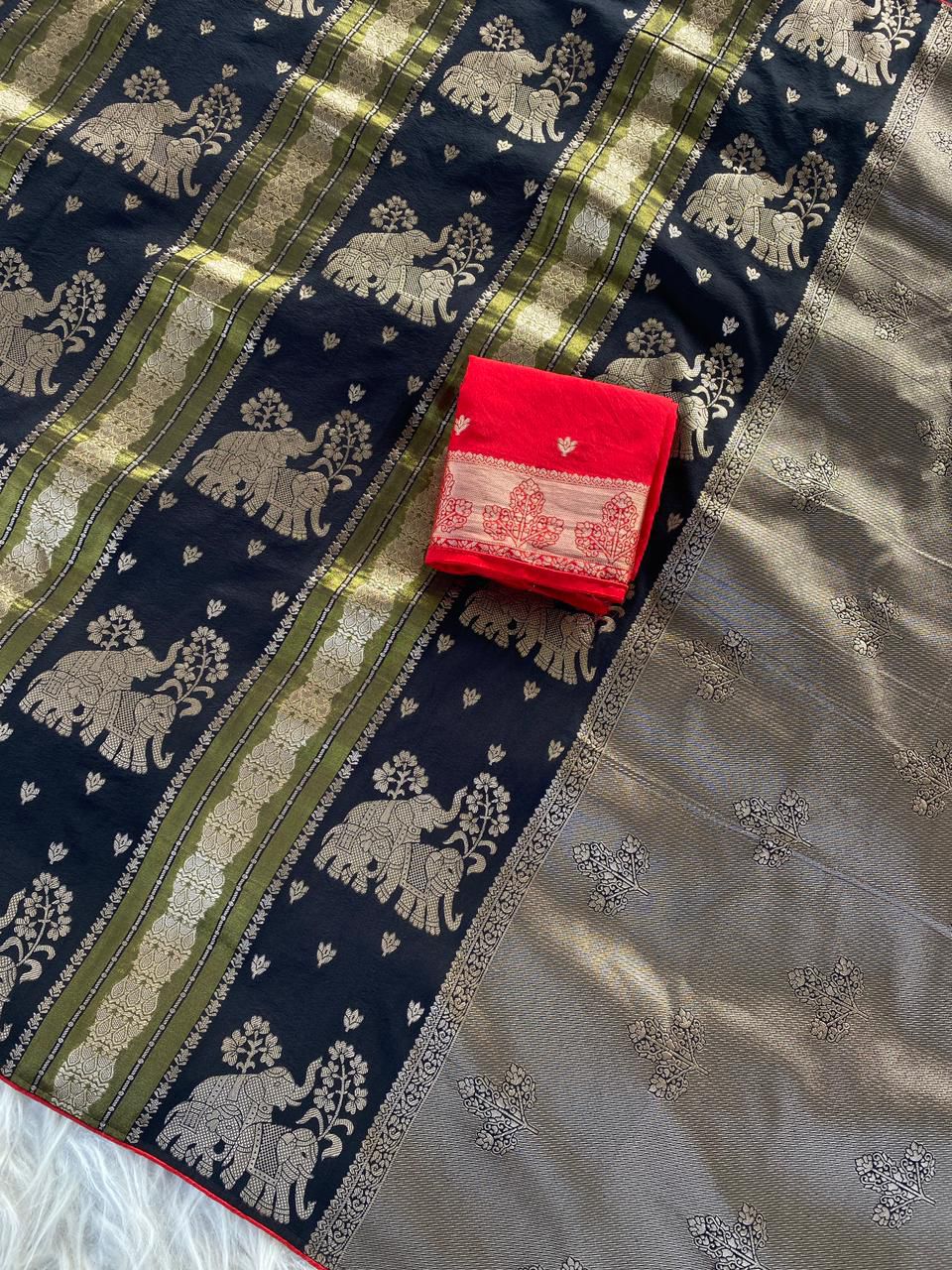 Semi  pattu Kanchipuram Dola silk weaving Sarees