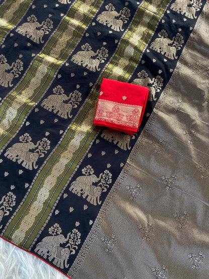Semi  pattu Kanchipuram Dola silk weaving Sarees