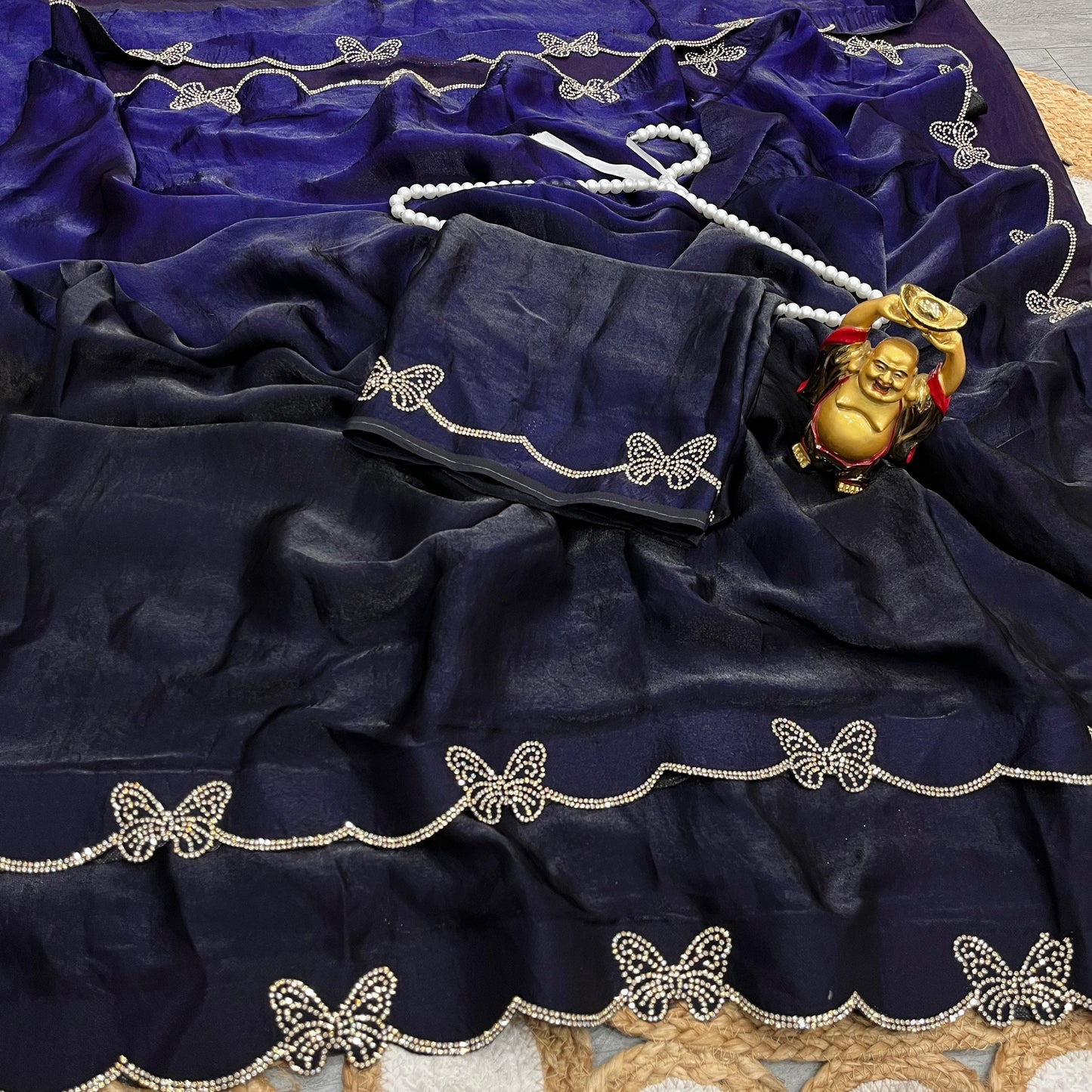 Dual Shade space silk jarkhan work  sarees