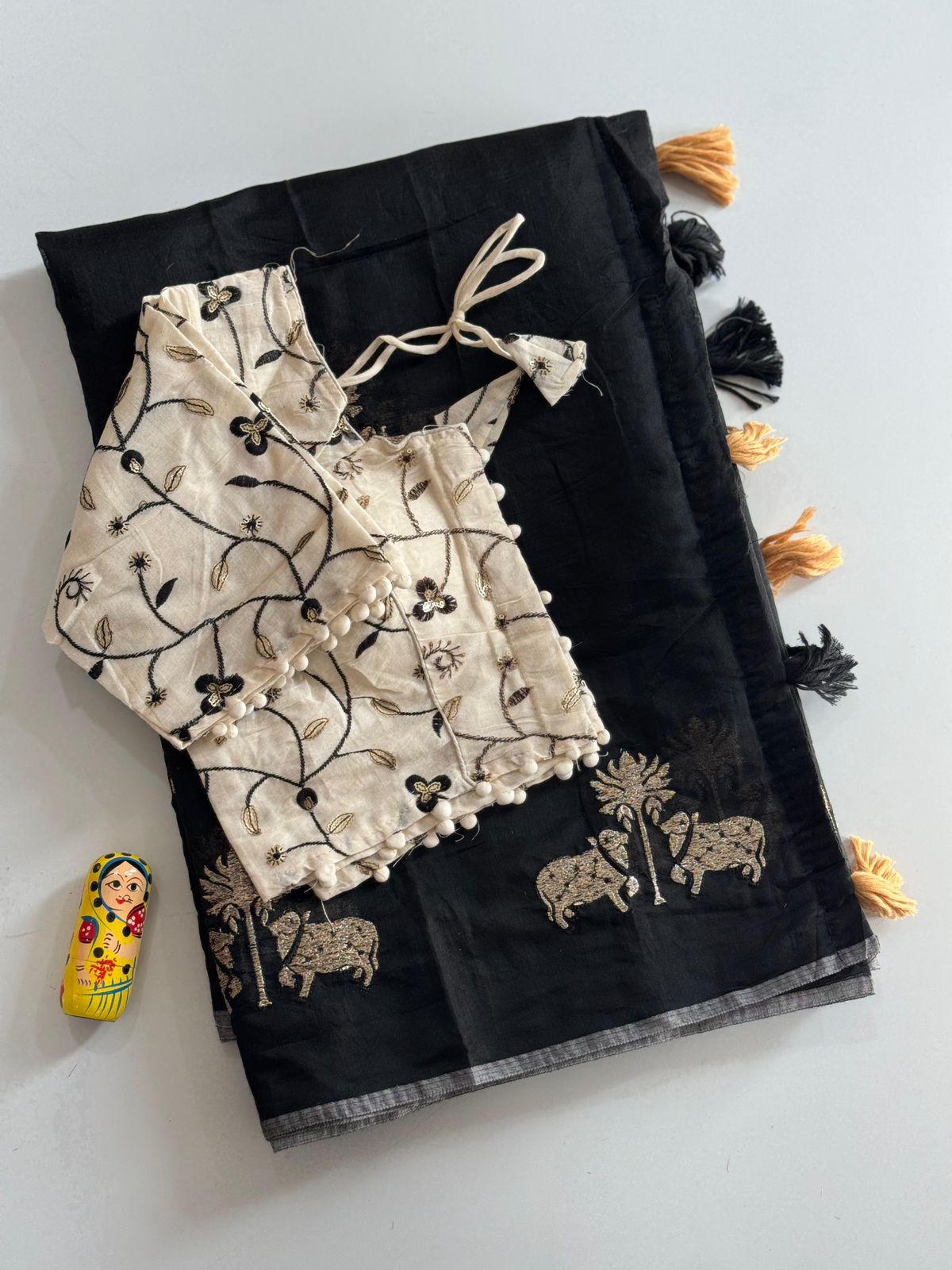 Chanderi Saree with Stitched Blouse