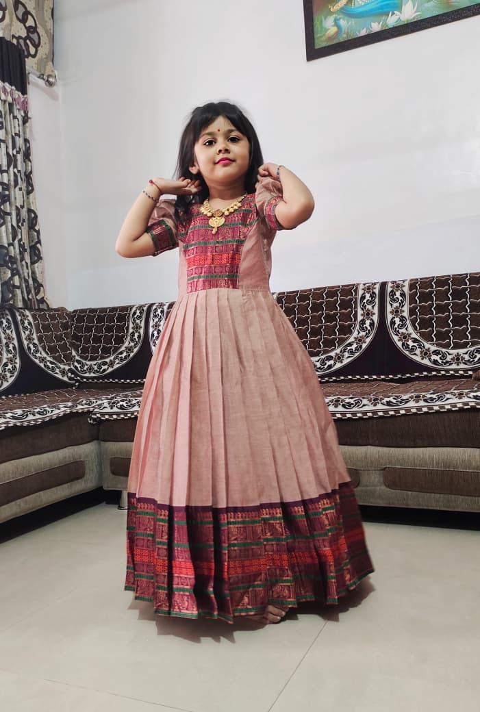 Kids gown full stiched pure cotton