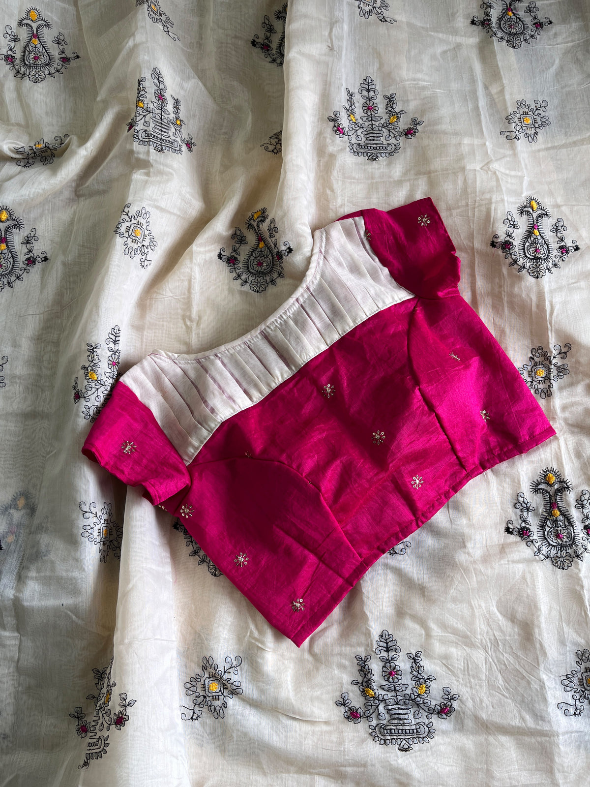 Chanderi saree with Designer stitched blouse