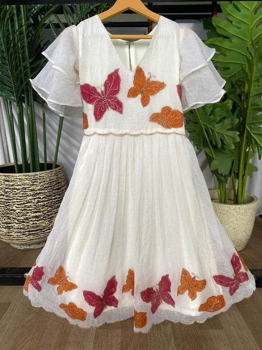 Kids White Dreamy butterfly gown ✨