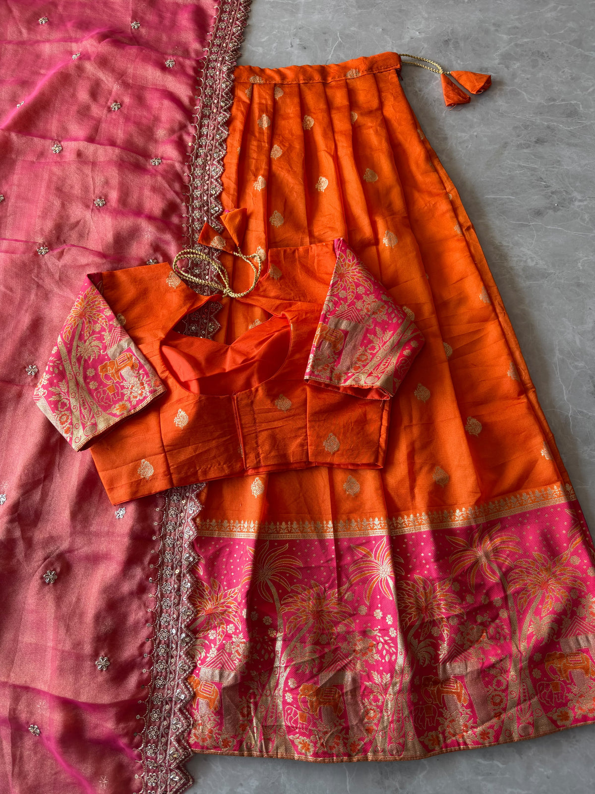 Elephant theme lehenga designer paithani weaving set