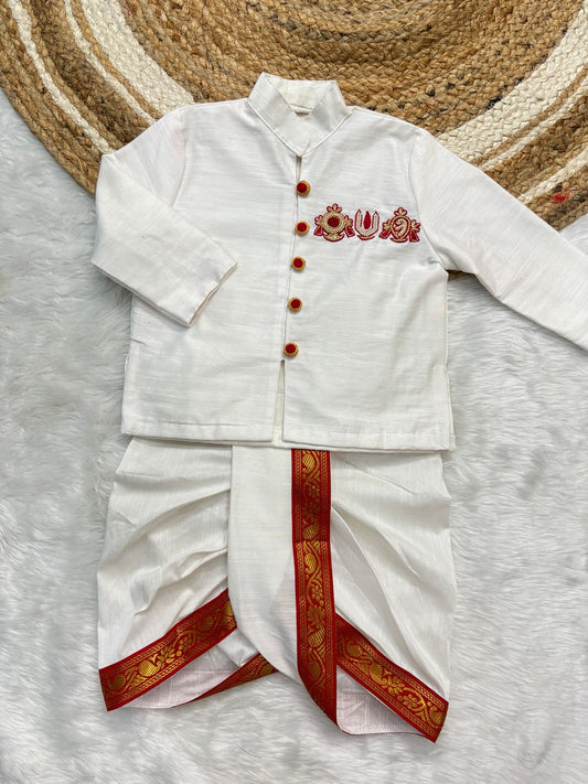 Kids maggam work kurta dhoti set