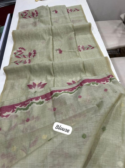 Munga Jamdani  Cotton Classic Resham Budget saree