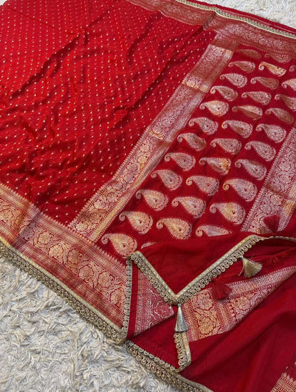 Georgette Banarasi trendy gold zari