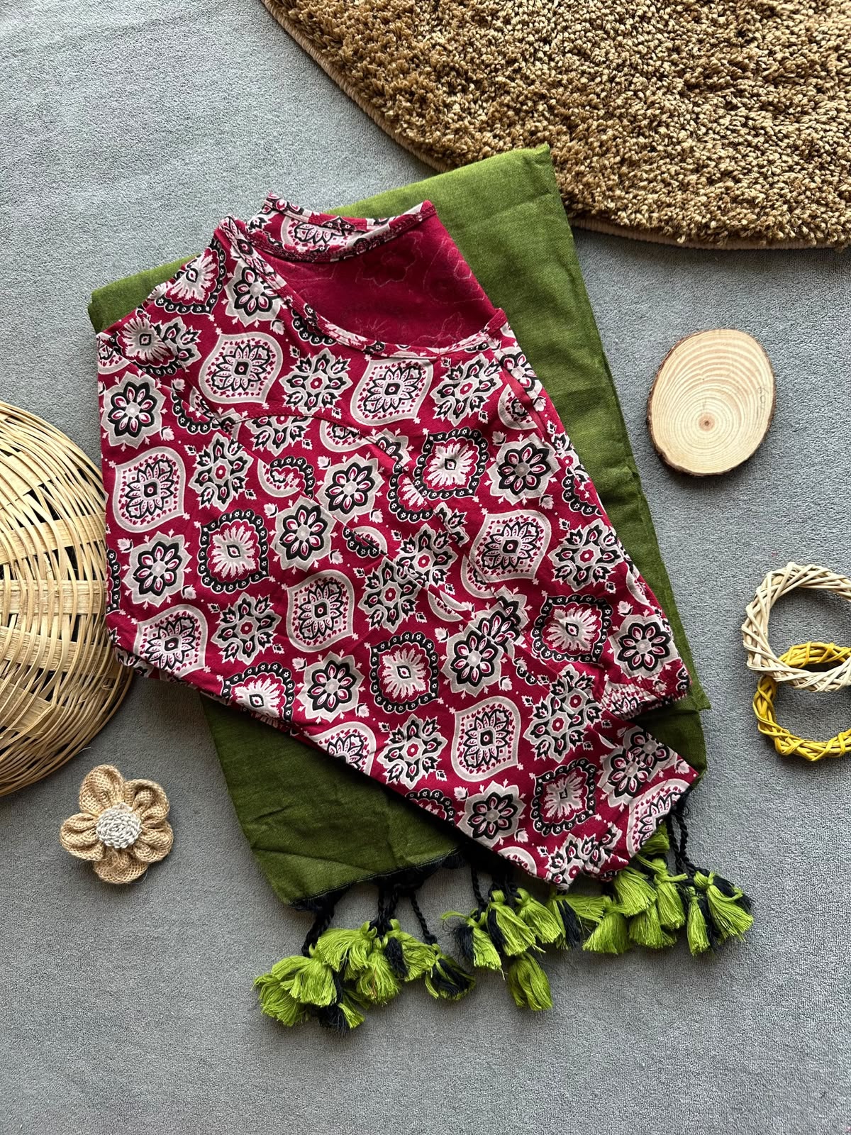 Khadi Streachable cotton stitched blouse
