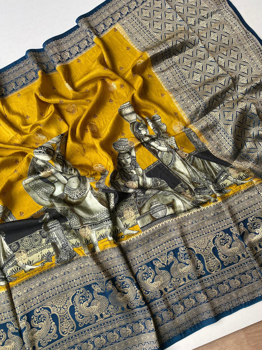 Kalmkari Bandhini fusion  luxe georgette saree