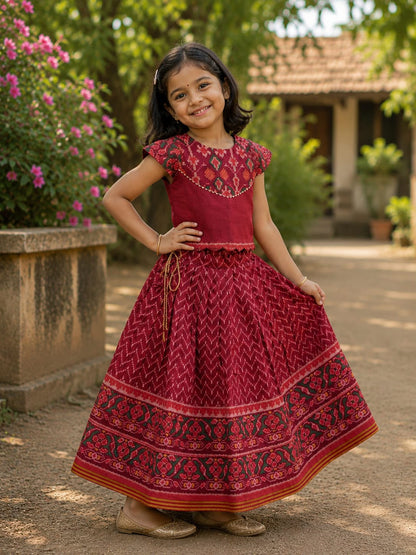 Patola silk blend cute kids skirts