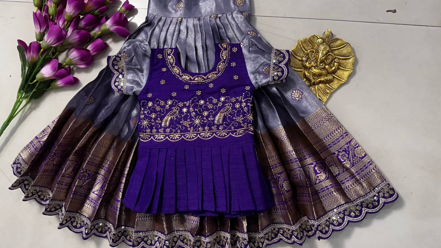 Kids cute  zari weaving work sets