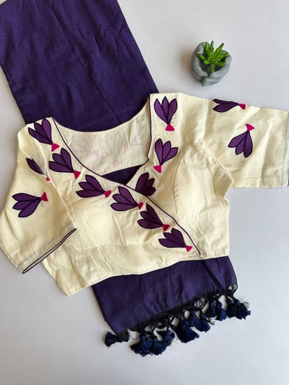 Khadi cotton with  stitched blouse