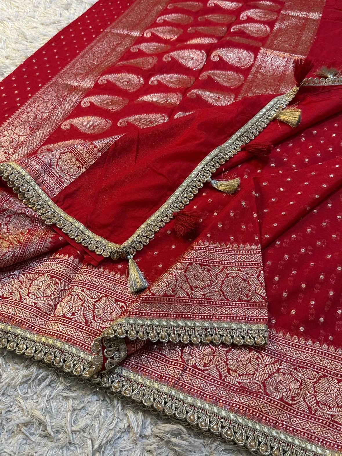 Georgette Banarasi trendy gold zari