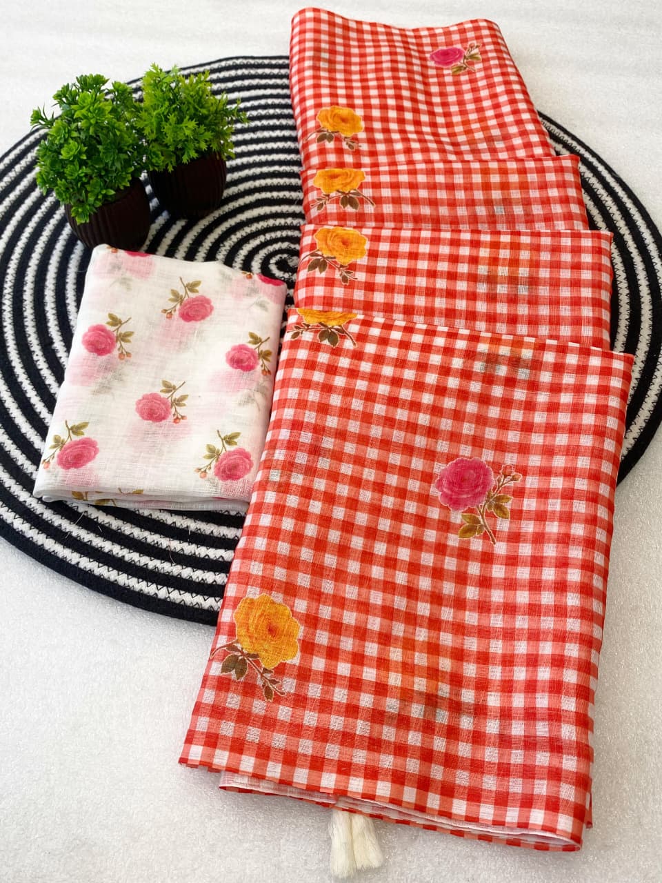 Soft linen Kalamkari budget sarees