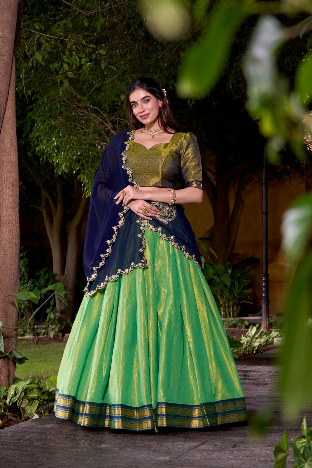 Celebrate your special moments in a Kanchipuram silk lehenga