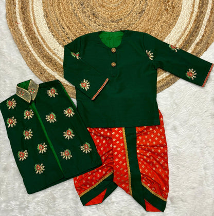 Boys traditional kurta with dhoti set - Maggam