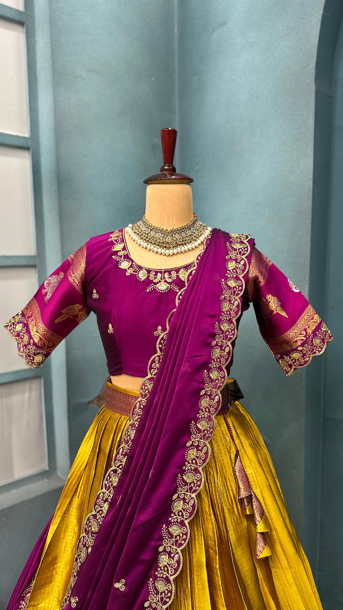 Kanjivaram silk Designer jacquard embroidery lehenga sets