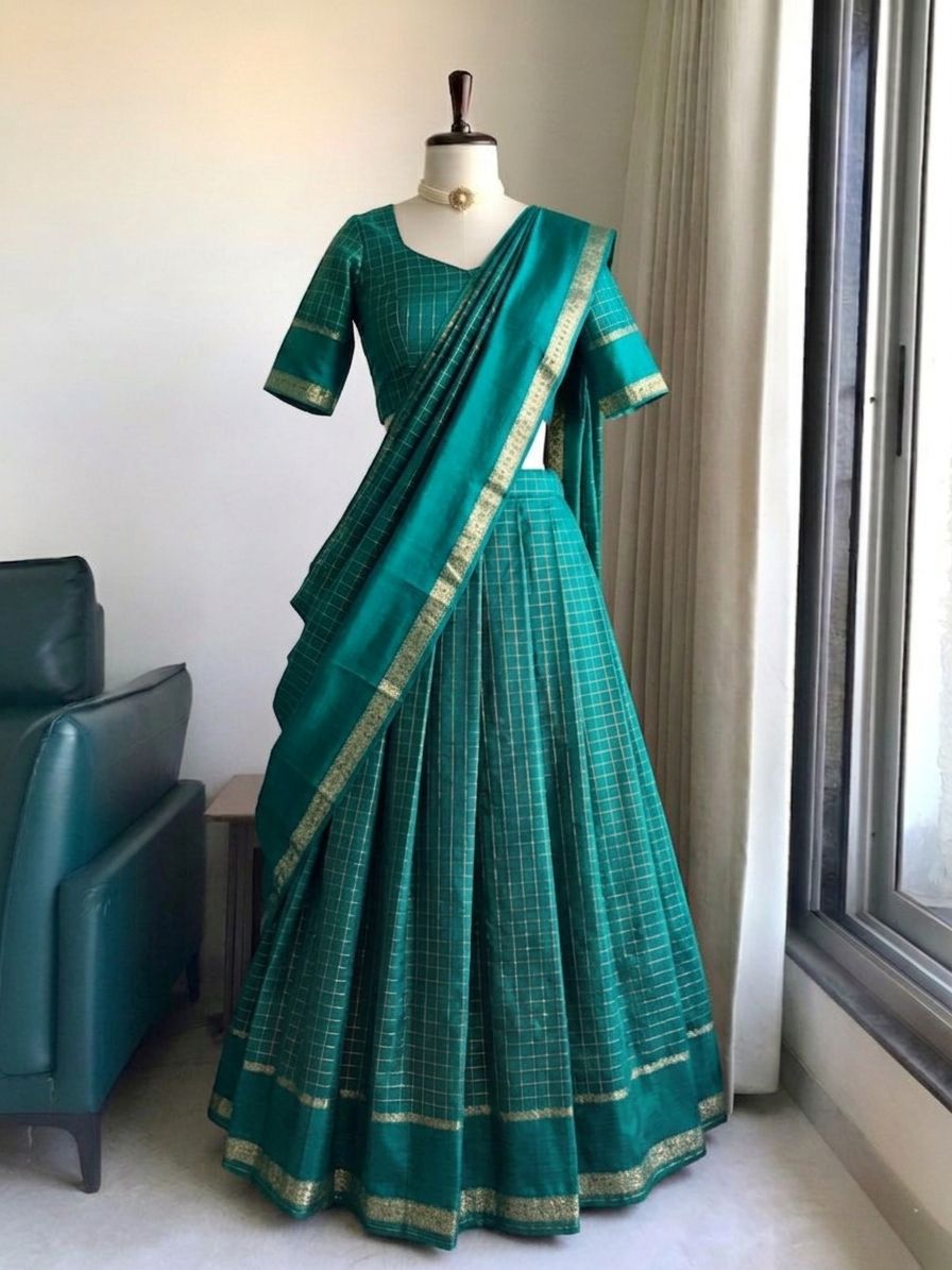 Checks Georgette Designer Lehenga