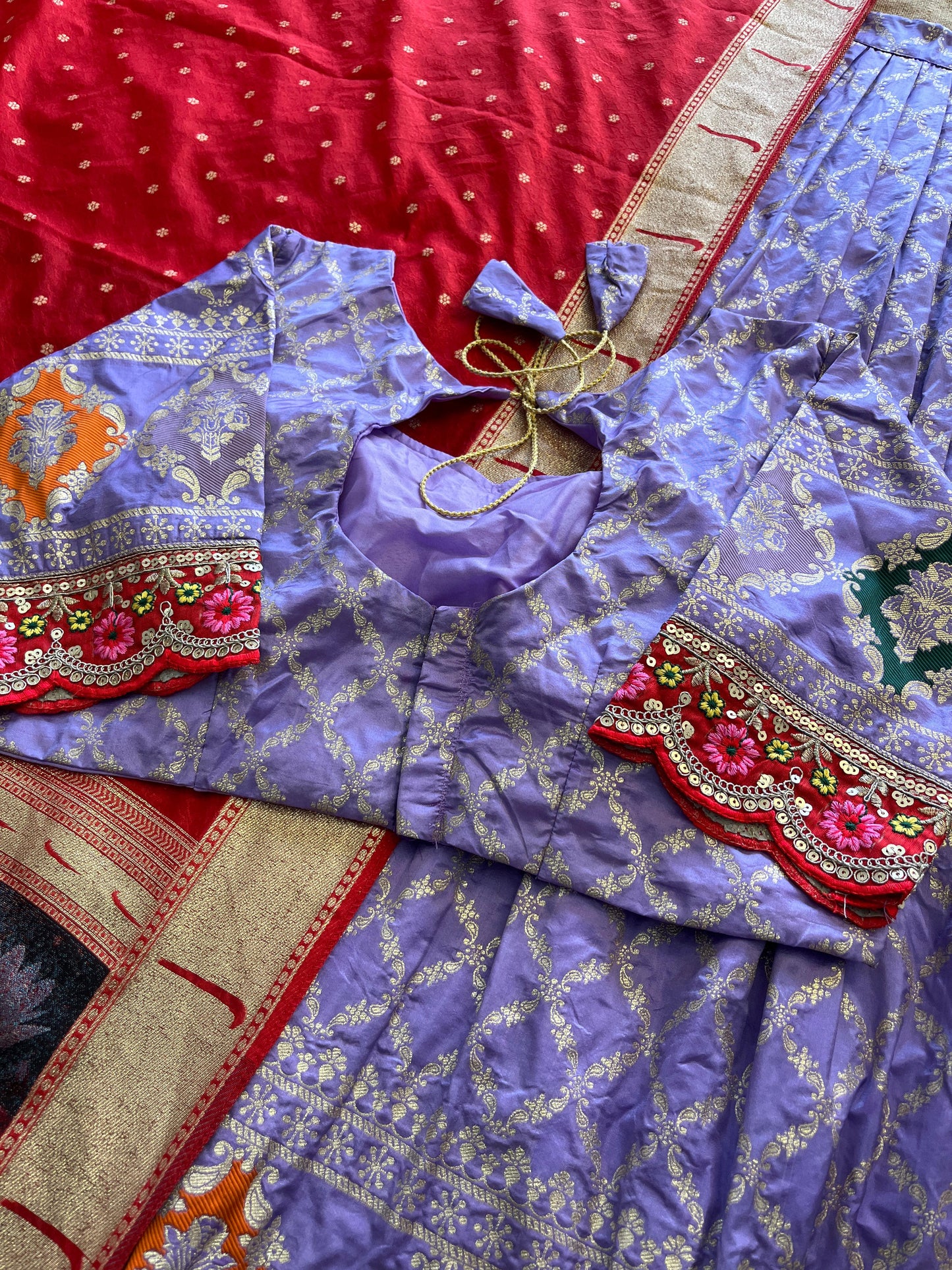Silk Lehenga with stiched blouse