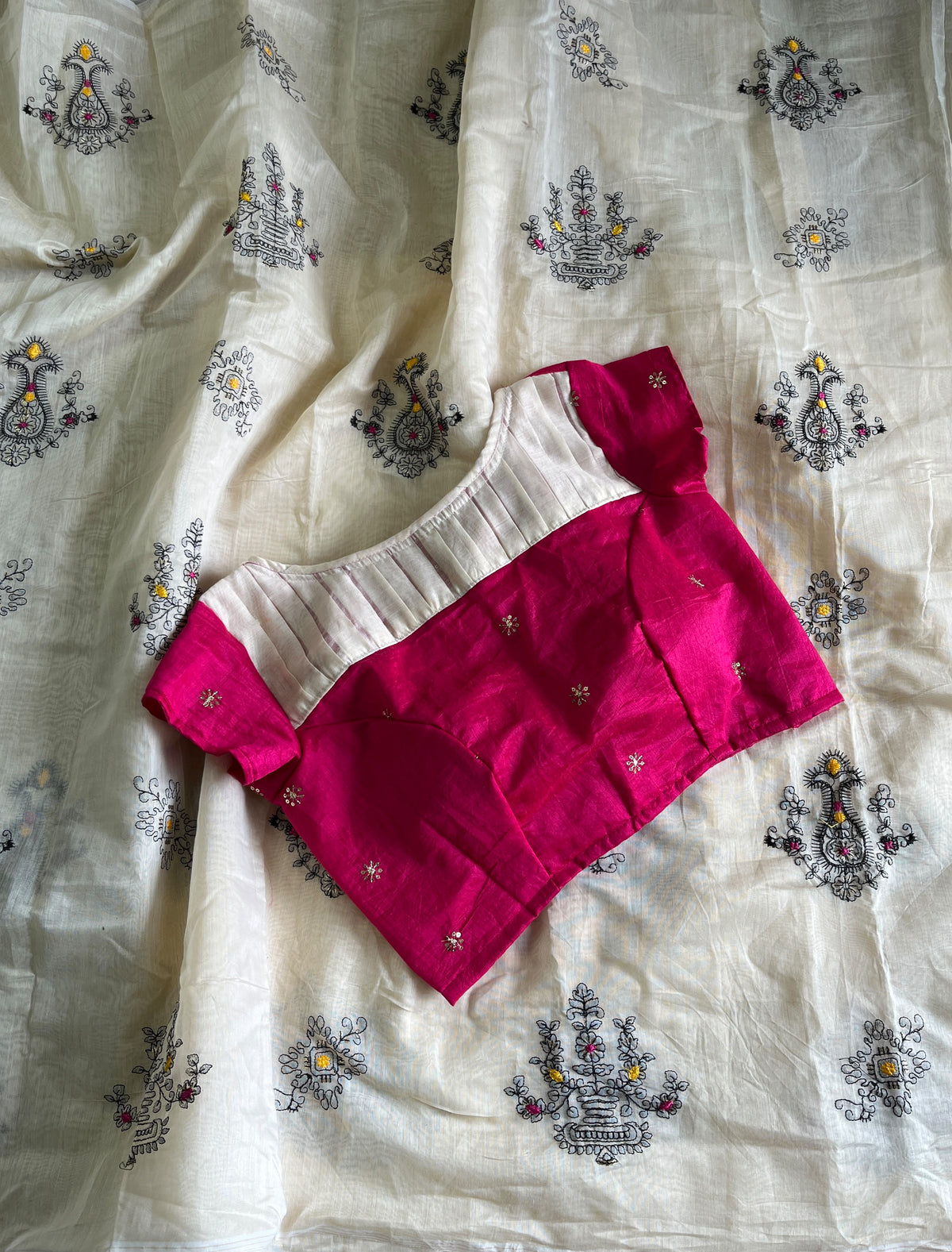 Chanderi saree with Designer stitched blouse