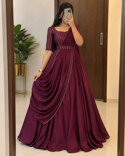 party wear draping style cafe gown