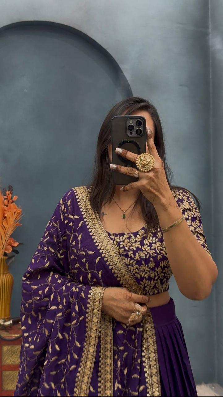 Vichitra silk Designer lehenga