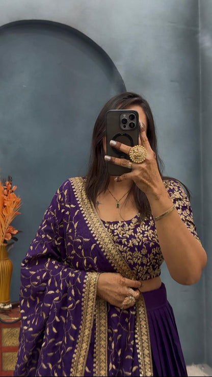Vichitra silk Designer lehenga