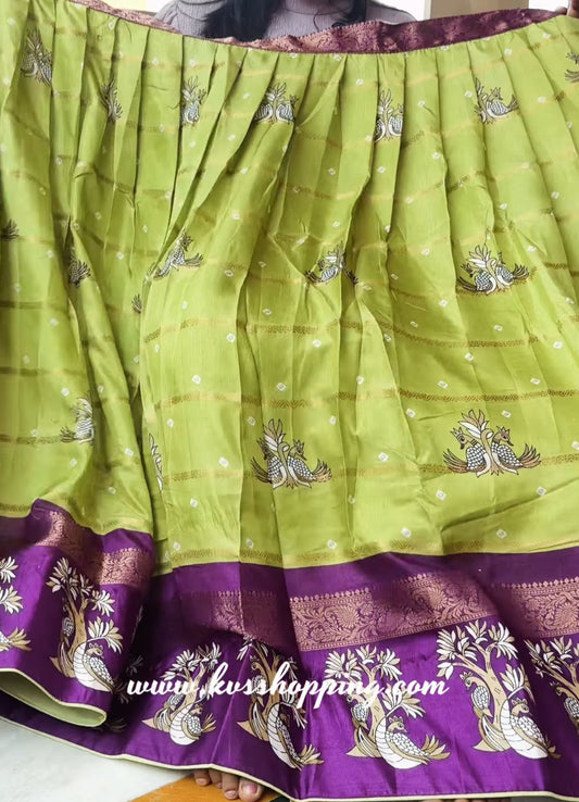 Ugadi special Dola silk Bandhini lehenga set