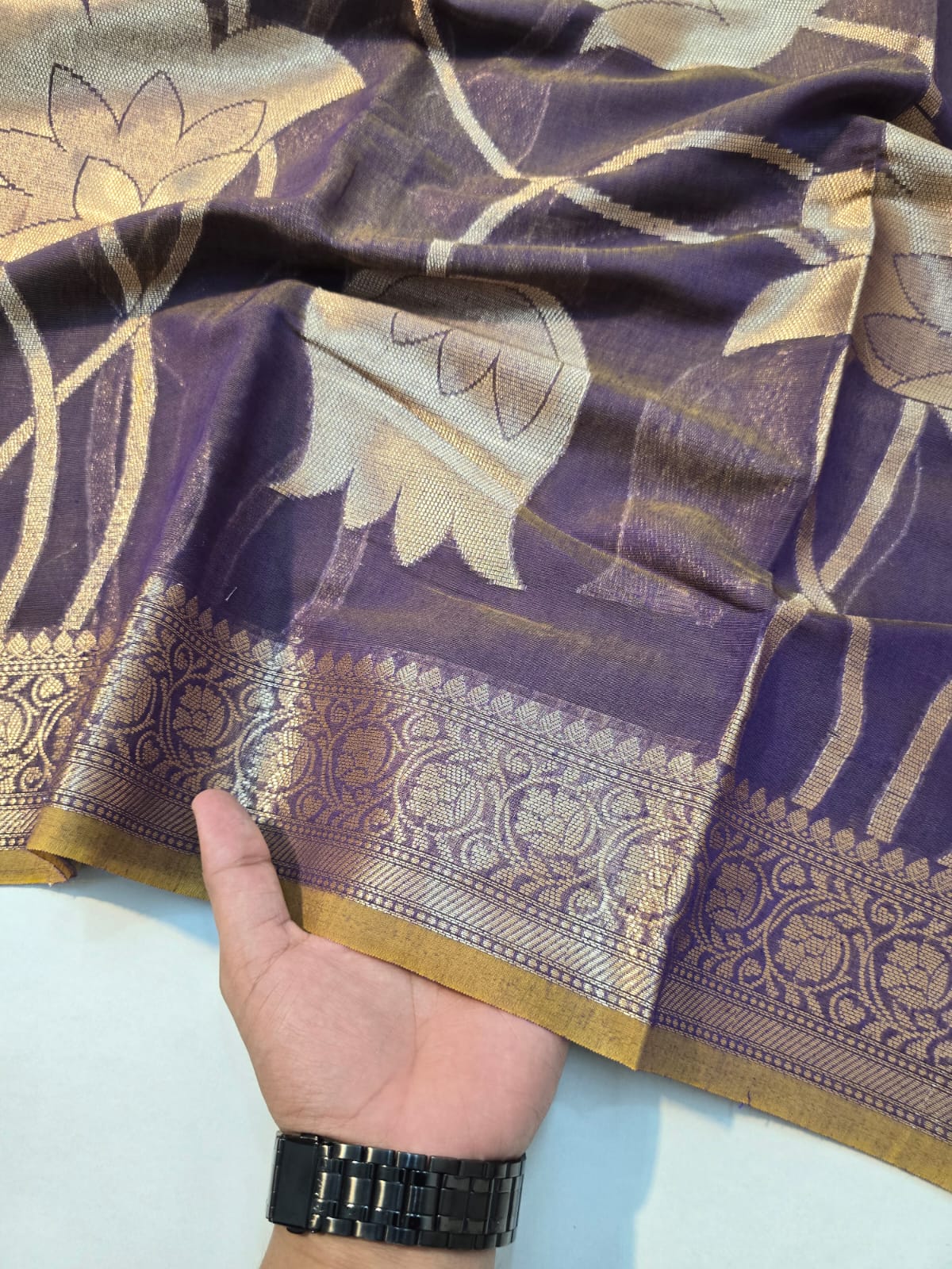 Banarasi mul cotton silk jaal pattern sarees