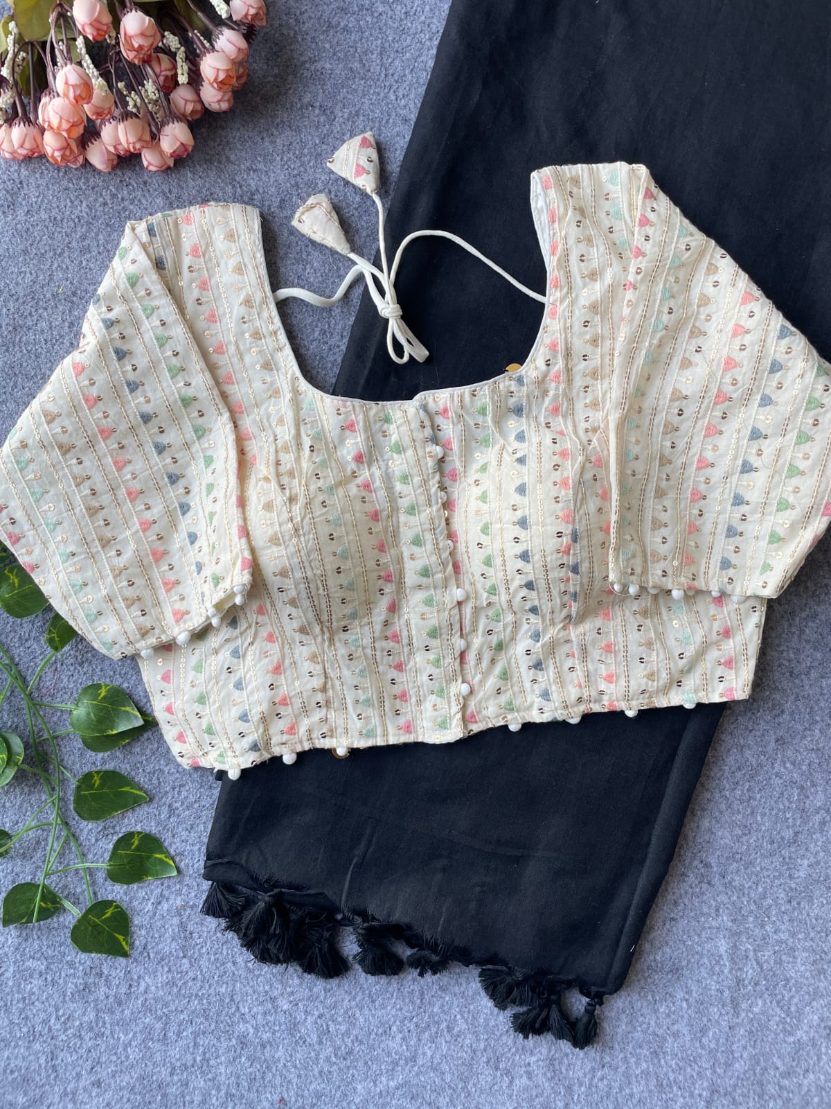 Khadi Cotton with stitched blouse