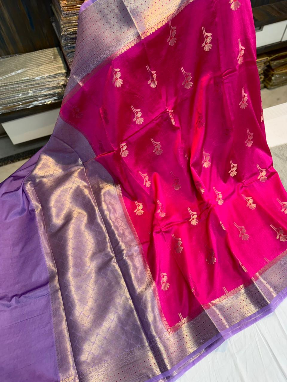 Banarasi Raw Mamgo Alfi Minakari sarees