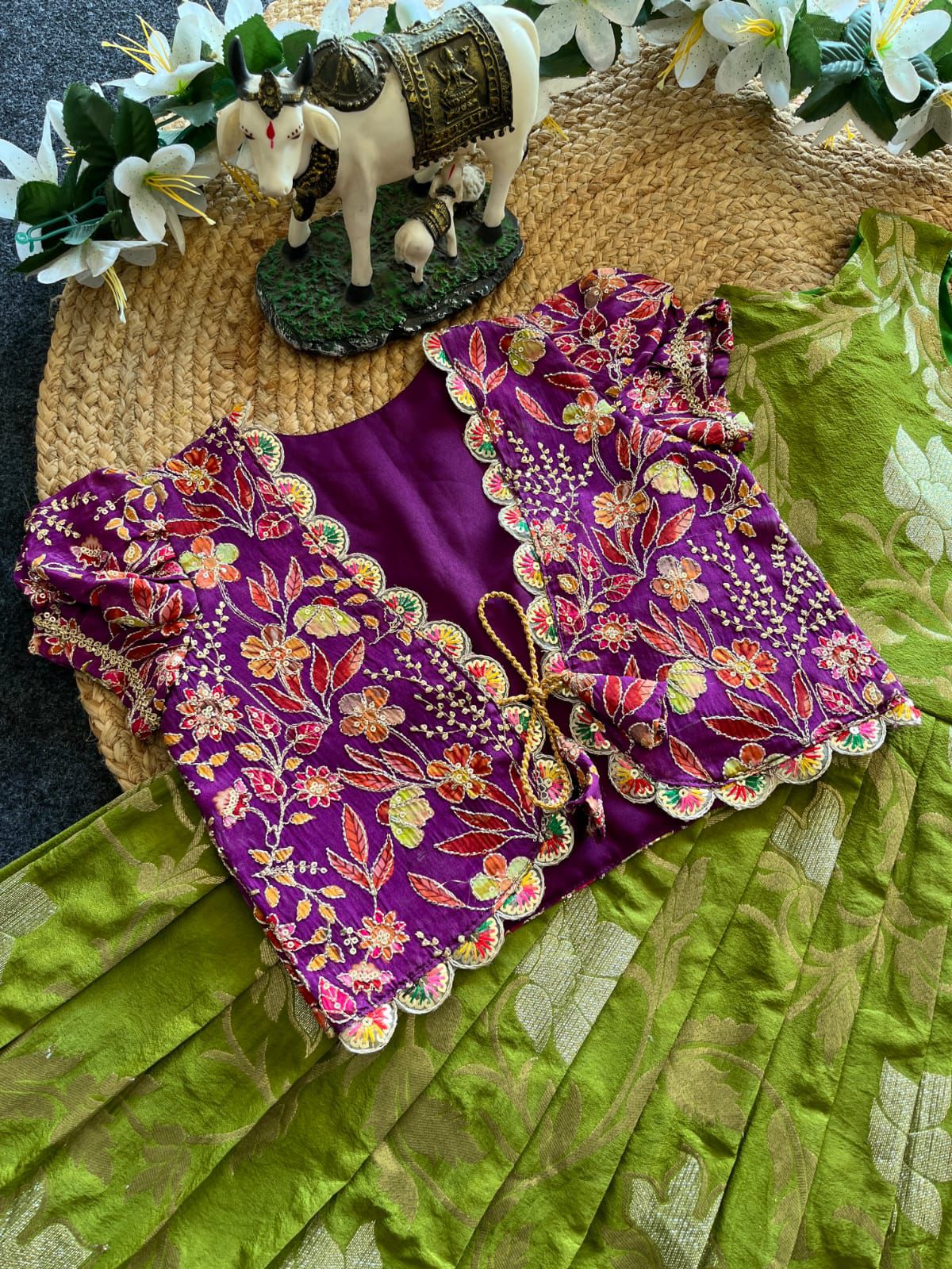 Khadi Georgette 2 in One Gown with Coat sets Kids Gowns